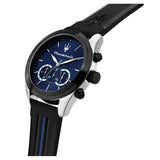 Buy Shop Maserati Traguardo Chronograph Blue Dial Black Silicone Strap Watch For Men - R8871612044 USA Online