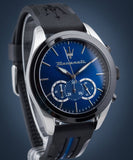 Buy Shop Maserati Traguardo Chronograph Blue Dial Black Silicone Strap Watch For Men - R8871612044 USA Online