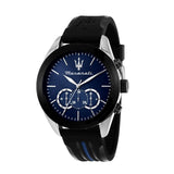 Buy Shop Maserati Traguardo Chronograph Blue Dial Black Silicone Strap Watch For Men - R8871612044 USA Online