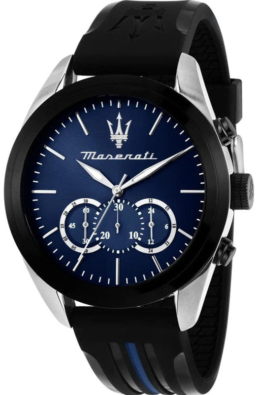 Buy Shop Maserati Traguardo Chronograph Blue Dial Black Silicone Strap Watch For Men - R8871612044 USA Online