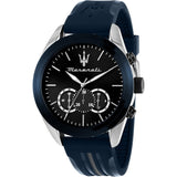 Buy Shop Maserati Traguardo Chronograph Blue Dial Black Silicone Strap Watch For Men - R8871612046 USA Online
