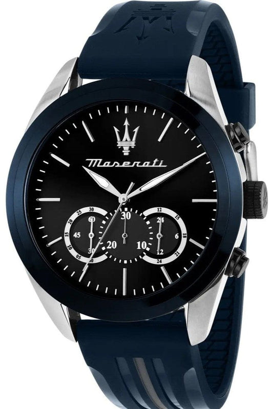 Buy Shop Maserati Traguardo Chronograph Blue Dial Black Silicone Strap Watch For Men - R8871612046 USA Online