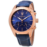 Buy Shop Maserati Traguardo Chronograph Blue Dial Blue Leather Strap Watch for Men - R8871612015 USA Online