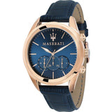 Buy Shop Maserati Traguardo Chronograph Blue Dial Blue Leather Strap Watch for Men - R8871612015 USA Online