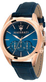 Buy Shop Maserati Traguardo Chronograph Blue Dial Blue Leather Strap Watch for Men - R8871612015 USA Online