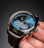 Buy Shop Maserati Traguardo Chronograph Blue Dial Brown Leather Strap Watch For Men - R8871612008 USA Online
