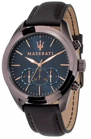 Buy Shop Maserati Traguardo Chronograph Blue Dial Brown Leather Strap Watch For Men - R8871612008 USA Online