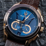 Buy Shop Maserati Traguardo Chronograph Blue Dial Brown Leather Strap Watch For Men - R8871612024 USA Online