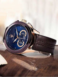 Buy Shop Maserati Traguardo Chronograph Blue Dial Brown Leather Strap Watch For Men - R8871612024 USA Online