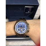 Buy Shop Maserati Traguardo Chronograph Blue Dial Brown Leather Strap Watch For Men - R8871612024 USA Online