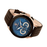 Buy Shop Maserati Traguardo Chronograph Blue Dial Brown Leather Strap Watch For Men - R8871612024 USA Online