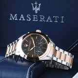 Buy Shop Maserati Traguardo Chronograph Brown Dial Two Tone Steel Strap Men's Watch - R8873612003 USA Online