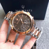 Buy Shop Maserati Traguardo Chronograph Brown Dial Two Tone Steel Strap Men's Watch - R8873612003 USA Online
