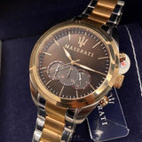 Buy Shop Maserati Traguardo Chronograph Brown Dial Two Tone Steel Strap Men's Watch - R8873612003 USA Online