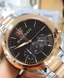 Buy Shop Maserati Traguardo Chronograph Brown Dial Two Tone Steel Strap Men's Watch - R8873612003 USA Online
