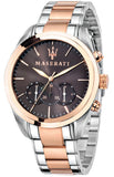 Buy Shop Maserati Traguardo Chronograph Brown Dial Two Tone Steel Strap Men's Watch - R8873612003 USA Online