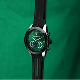 Buy Shop Maserati Traguardo Chronograph Green Dial Black Silicone Strap Watch For Men - R8871612043 USA Online