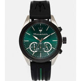 Buy Shop Maserati Traguardo Chronograph Green Dial Black Silicone Strap Watch For Men - R8871612043 USA Online