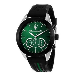 Buy Shop Maserati Traguardo Chronograph Green Dial Black Silicone Strap Watch For Men - R8871612043 USA Online
