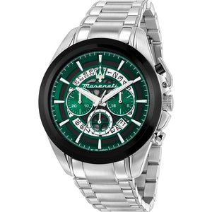 Buy Shop Maserati Traguardo Chronograph Green Dial Silver Steel Strap Watch For Men - R8873612060 USA Online