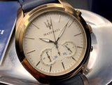Buy Shop Maserati Traguardo Chronograph Grey Dial Leather Strap Men's Watch - R8871612016 USA Online