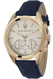 Buy Shop Maserati Traguardo Chronograph Grey Dial Leather Strap Men's Watch - R8871612016 USA Online