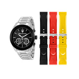 Buy Shop Maserati Traguardo Chronograph Limited Edition Black Dial Silver Steel Strap Watch for Men - R8873612062 USA Online