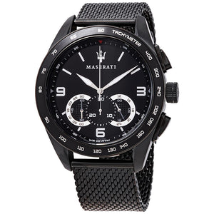 Buy Shop Maserati Traguardo Chronograph Black Dial Black Mesh Bracelet Watch For Men - R8873612031 USA Online