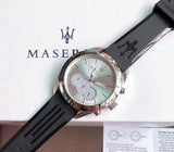 Buy Shop Maserati Traguardo Chronograph Silver Dial Black Rubber Strap Watch for Men - R8871612012 USA Online