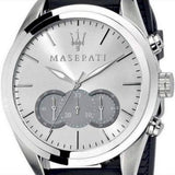 Buy Shop Maserati Traguardo Chronograph Silver Dial Black Rubber Strap Watch for Men - R8871612012 USA Online