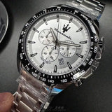 Buy Shop Maserati Traguardo Chronograph Silver Dial Silver Steel Strap Watch For Men - R8873612049 USA Online