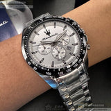 Buy Shop Maserati Traguardo Chronograph Silver Dial Silver Steel Strap Watch For Men - R8873612049 USA Online