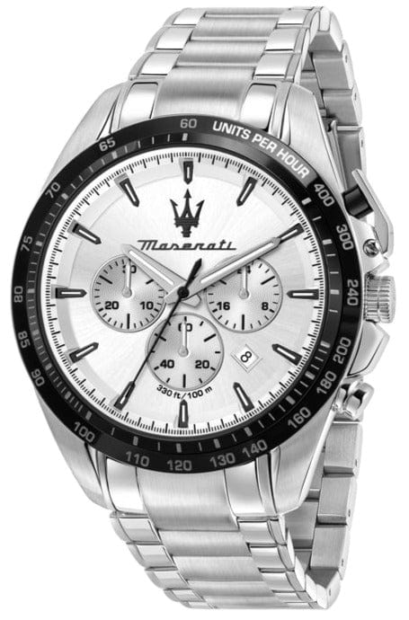 Buy Shop Maserati Traguardo Chronograph Silver Dial Silver Steel Strap Watch For Men - R8873612049 USA Online