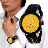 Buy Shop Maserati Traguardo Chronograph Yellow Dial Black Silicone Strap Watch For Men - R8871612045 USA Online