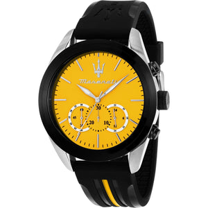 Buy Shop Maserati Traguardo Chronograph Yellow Dial Black Silicone Strap Watch For Men - R8871612045 USA Online
