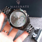 Buy Shop Maserati Traguardo Gun Metal Dial Grey Steel Strap Watch For Men - R8873612002 USA Online