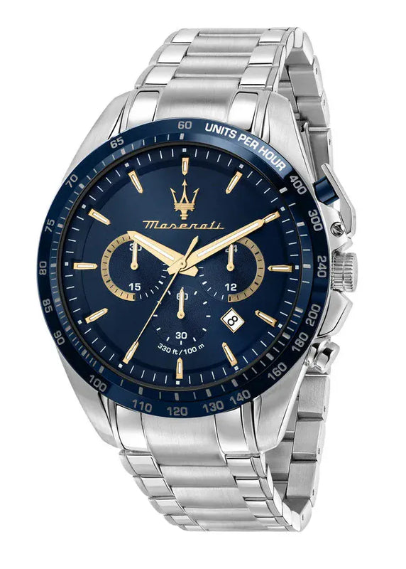 Buy Shop Maserati Traguardo Limited Edition Chronograph Blue Dial Silver Steel Strap Watch for Men - R8873612052 USA Online