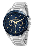 Buy Shop Maserati Traguardo Limited Edition Chronograph Blue Dial Silver Steel Strap Watch for Men - R8873612052 USA Online