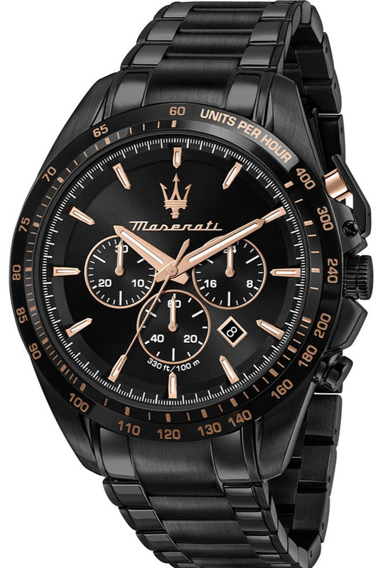 Buy Shop Maserati Traguardo Chronograph Black Dial Black Steel Strap Watch For Men - R8873612048 USA Online