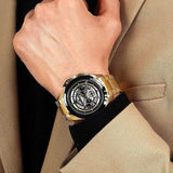 Buy Shop Maserati Traguardo Skeleton Black Dial Gold Steel Strap Watch For Men - R8873612058 USA Online