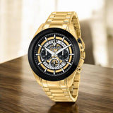 Buy Shop Maserati Traguardo Skeleton Black Dial Gold Steel Strap Watch For Men - R8873612058 USA Online
