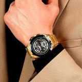 Buy Shop Maserati Traguardo Skeleton Black Dial Gold Steel Strap Watch For Men - R8873612058 USA Online