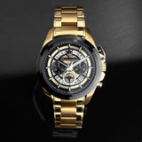 Buy Shop Maserati Traguardo Skeleton Black Dial Gold Steel Strap Watch For Men - R8873612058 USA Online
