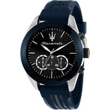 Buy Shop Maserati Traguardo Chronograph Blue Dial Black Silicone Strap Watch For Men - R8871612046 USA Online