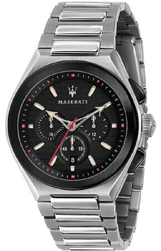 Buy Shop Maserati Triconic Chronograph Black Dial Silver Steel Strap Watch For Men - R8873639002 USA Online