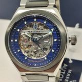 Buy Shop Maserati Triconic Automatic Skeleton Blue Dial Watch For Men - R8823139001 USA Online