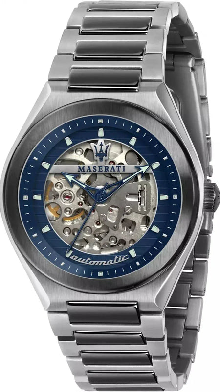 Buy Shop Maserati Triconic Automatic Skeleton Blue Dial Watch For Men - R8823139001 USA Online
