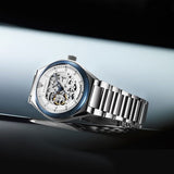 Buy Shop Maserati Triconic Automatic Skeleton Grey Dial Silver Steel Strap Watch For Men - R8823139002 USA Online