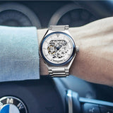 Buy Shop Maserati Triconic Automatic Skeleton Grey Dial Silver Steel Strap Watch For Men - R8823139002 USA Online