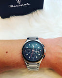 Buy Shop Maserati Triconic Chronograph Black Dial Silver Steel Strap Watch For Men - R8873639002 USA Online